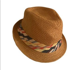 Straw Fedora with colorful ribbon
